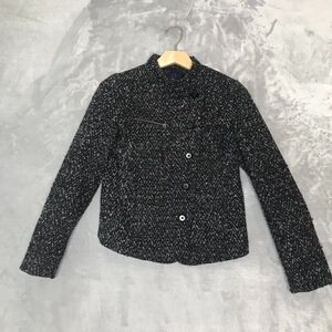GAP Jacket Women XS Black Gray Purple Tweed Asymmetric Button Front Moto Pockets